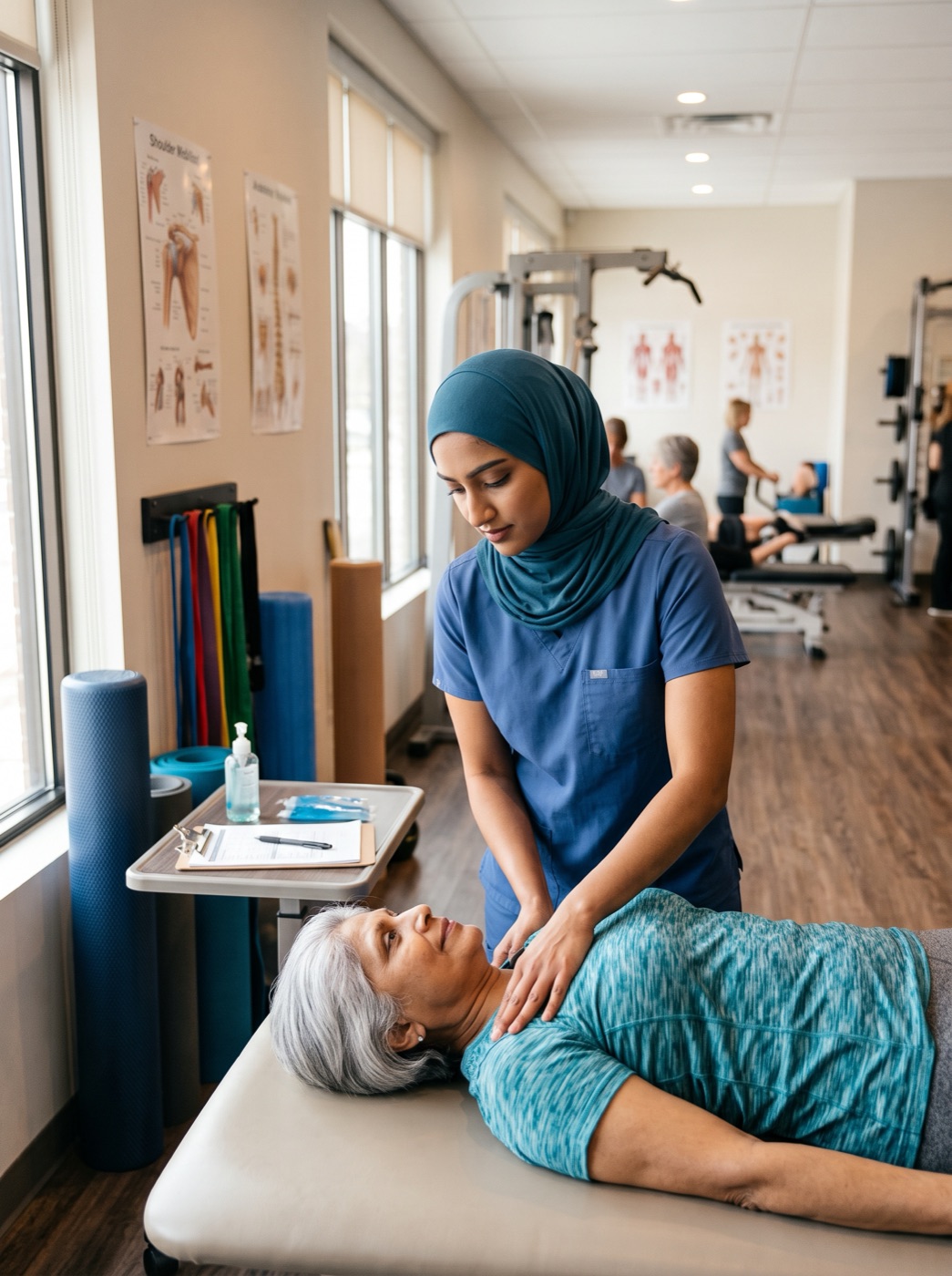 Physiotherapist treating a patient in the Alpha Physiotherapy clinic
